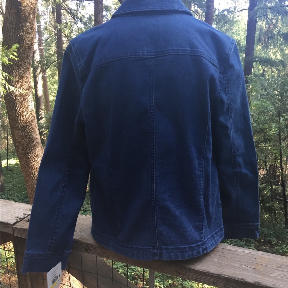 Erika stone wash stretchy navy blue vintage denim military jacket - Picture 7 of 7